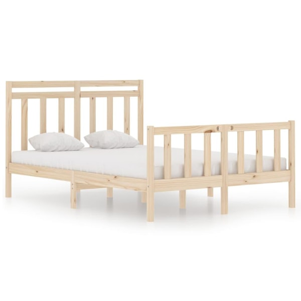 vidaXL Sängram massivt trä 135x190 cm Brun