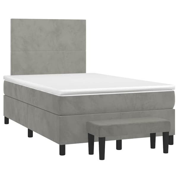 vidaXL Ramsäng med madrass ljusgrå 120x190 cm sammet Grå