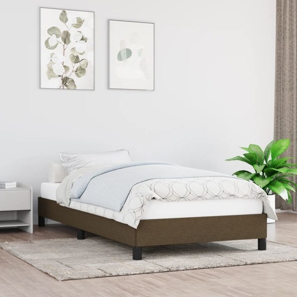 vidaXL Sängram mörkbrun 90x190 cm tyg Brun