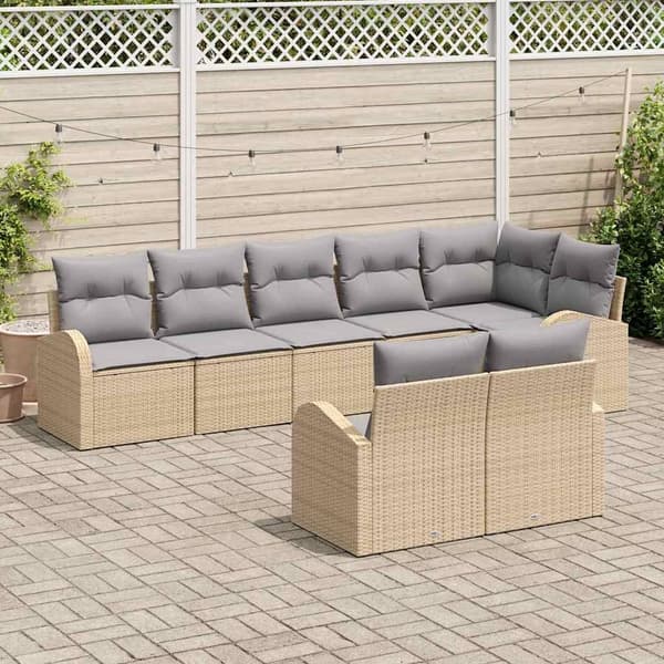 vidaXL Trädgårdsoffset 8 pcs konstrotting Beige