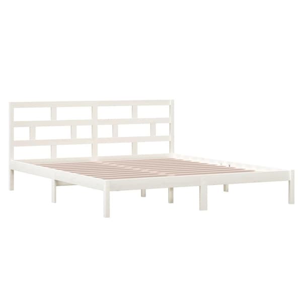 vidaXL Sängram massiv furu 135x190 cm vit Vit