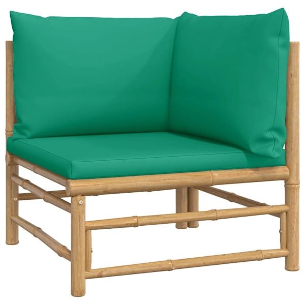vidaXL Loungegrupp 5 delar gröna dynor bambu Brun