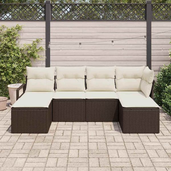 vidaXL Soffset 6 st Brun och Kräm konstrotting Brun