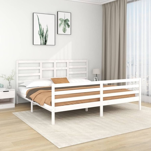 vidaXL Sängram vit massivt trä 200x200 cm Vit