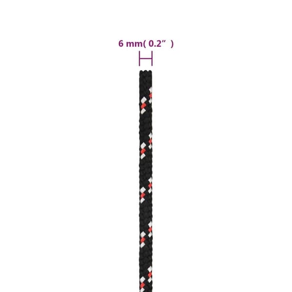 vidaXL Båtlina svart 6 mm 25 m polypropen