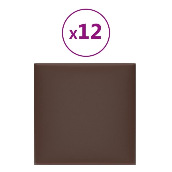 vidaXL Väggpaneler 12 st brun 30x30 cm konstläder 1,08 m² Brun