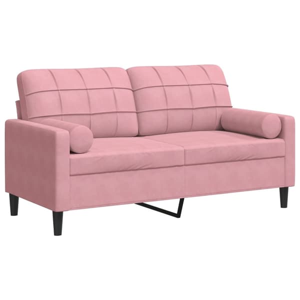 vidaXL 2-sitssoffa med prydnadskuddar rosa 140 cm sammet Rosa