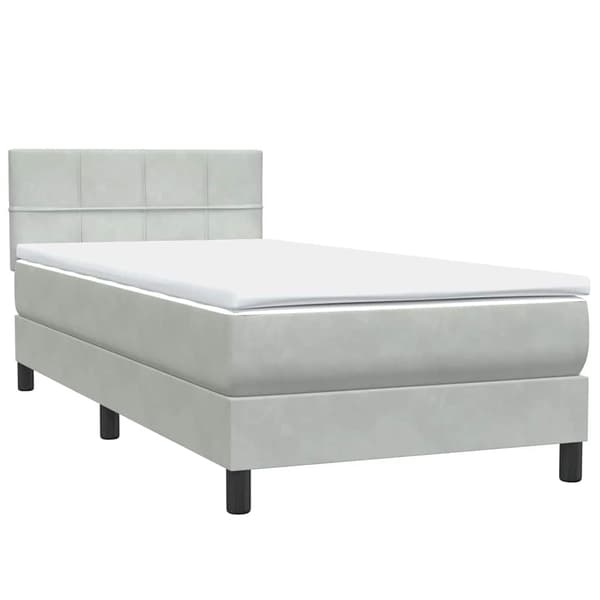 vidaXL Ramsäng med madrass ljusgrå 90x210 cm sammet Grå