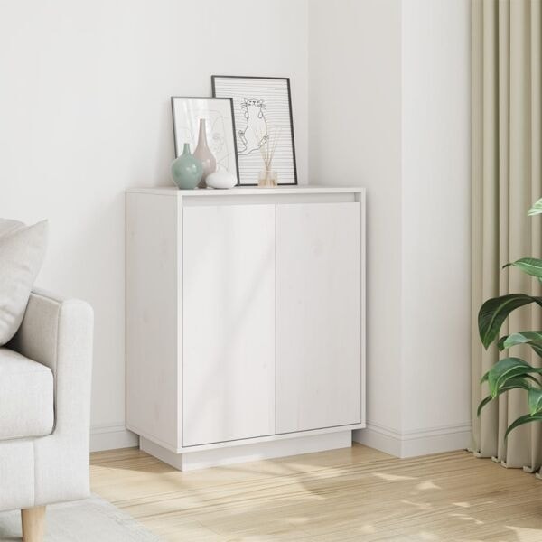 vidaXL Skänk vit 60x34x75 cm massiv furu Vit