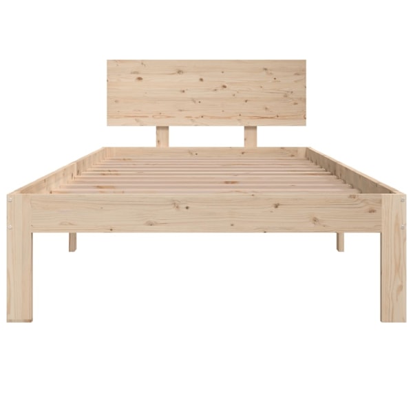 vidaXL Sängram massiv furu 90x200 cm Brun