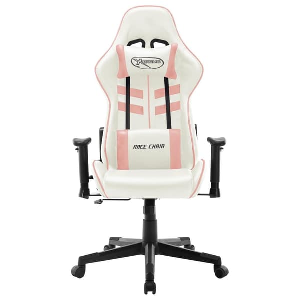 vidaXL Gamingstol vit och rosa konstläder multifärg