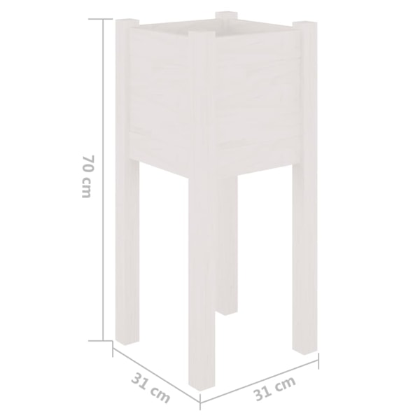 vidaXL Odlingslåda vit 31x31x70 cm massiv furu Vit