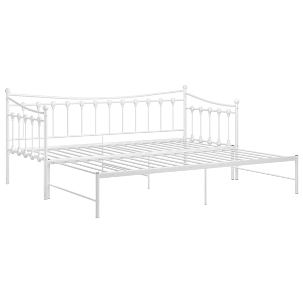 vidaXL Utdragbar sängram bäddsoffa vit metall 90x200 cm Vit