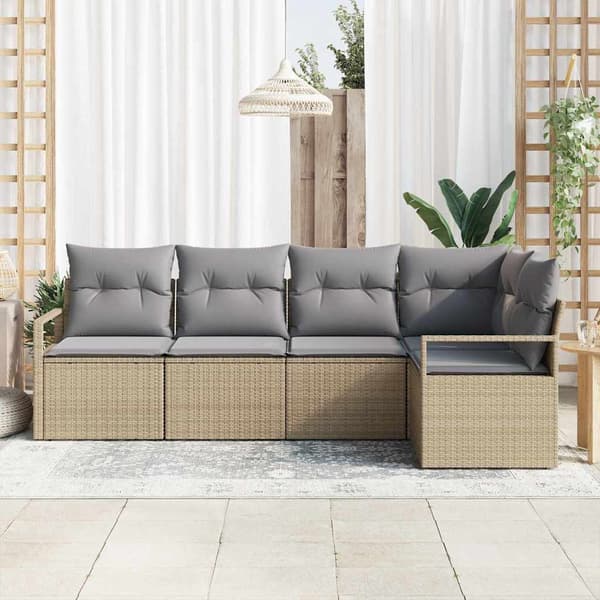 vidaXL Soffset 5 st Beige konstrotting Beige