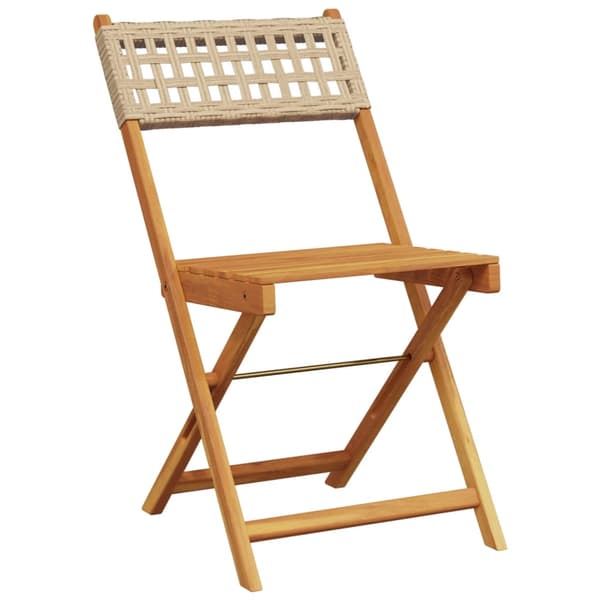 vidaXL Hopfällbara trädgårdsstolar 6 st beige konstrotting/massivt trä Beige