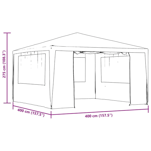 vidaXL Professionellt partytält med väggar 4x4 m blå 90 g/m² Blå