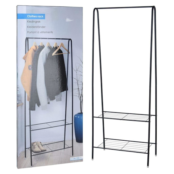 Storage solutions Klädhängare med 2 nivåer 61x34x152 cm Svart