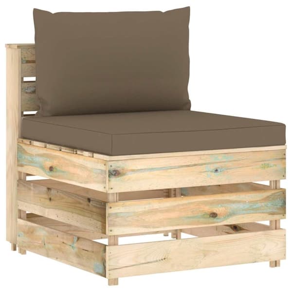 vidaXL Mittensektion med dynor till pallsoffa tryckimpregnerat trä Taupe