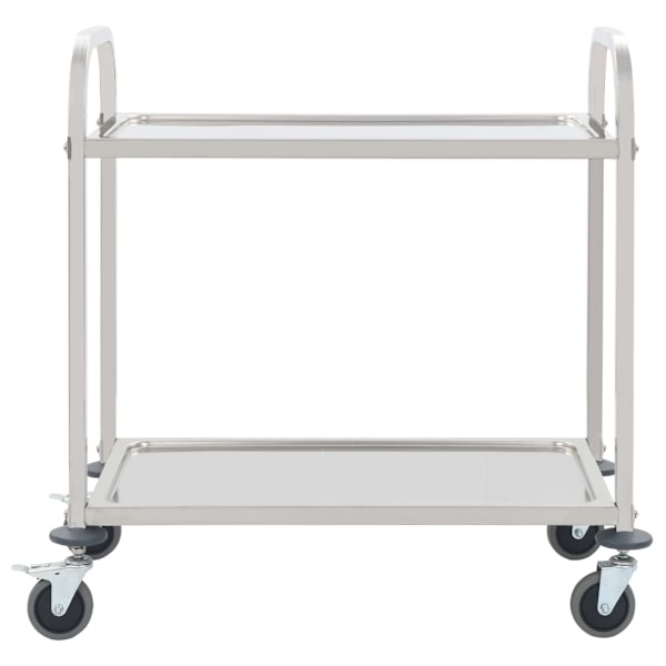 vidaXL Serveringsvagn 2 våningar 95x45x83,5 cm rostfritt stål Silver