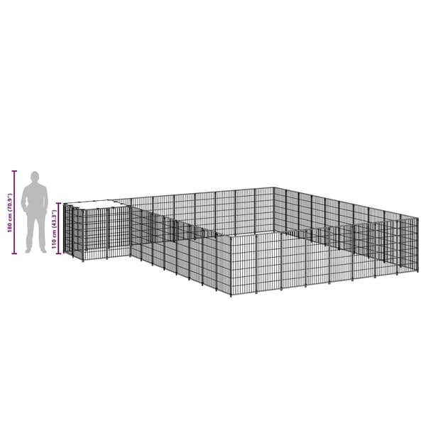 vidaXL Hundgård silver 25,41 m² stål Silver