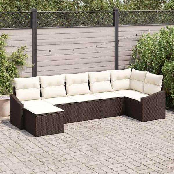 vidaXL Soffset 7 st Brun konstrotting Brun