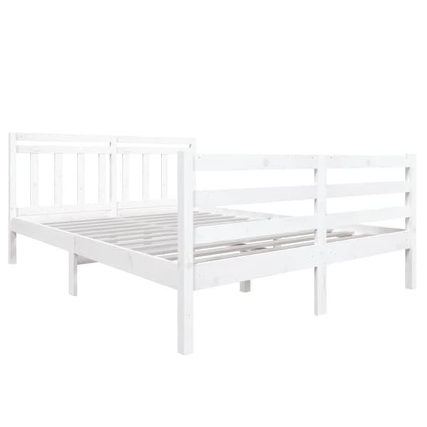 vidaXL Sängram vit massivt trä 140x190 cm Vit