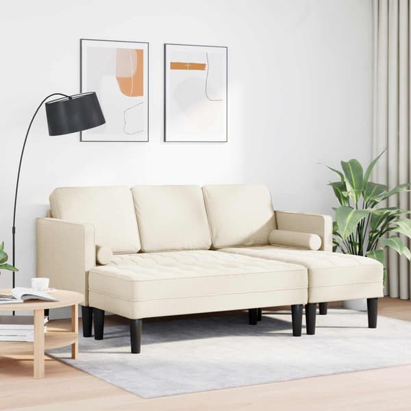 vidaXL Soffset 2 st Linne Polyester Beige