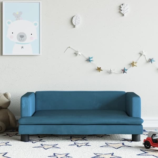 vidaXL Barnsoffa blå 80x45x30 cm sammet Blå