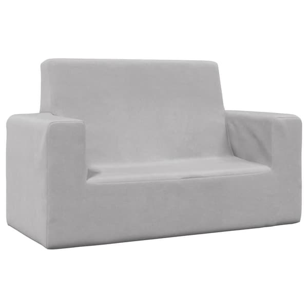 vidaXL Barnsoffa 2-sits ljusgrå mjuk plysch Grå