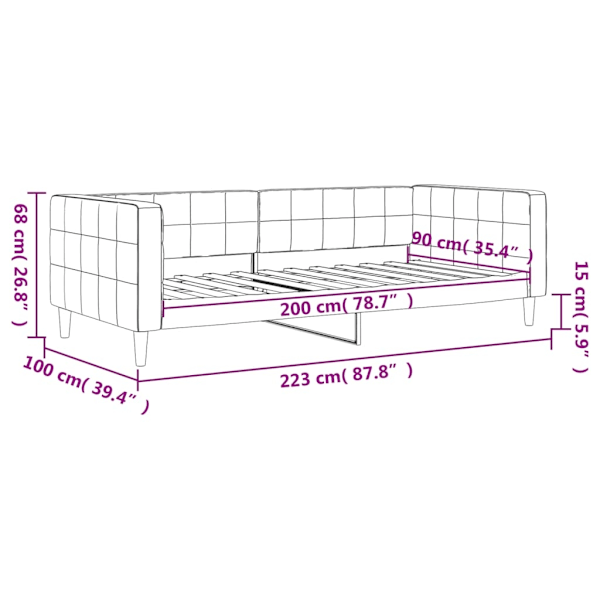 vidaXL Dagbädd ljusgrå 90x200 cm sammet Grå