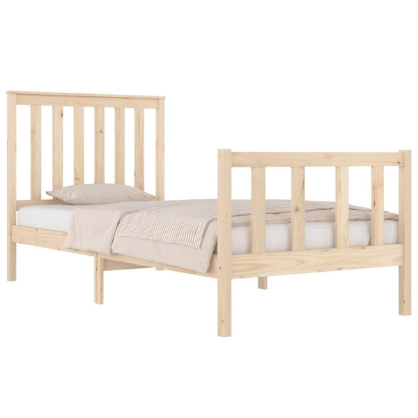 vidaXL Sängram massiv furu 90x190 cm Brun