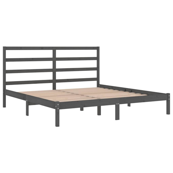 vidaXL Sängram grå massiv furu 200x200 cm Grå