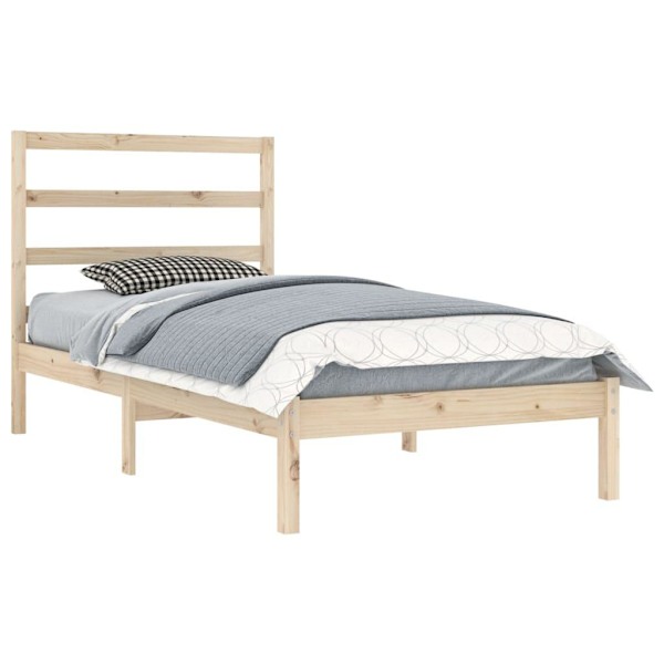 vidaXL Sängram massiv furu 100x200 cm enkelsäng Brun