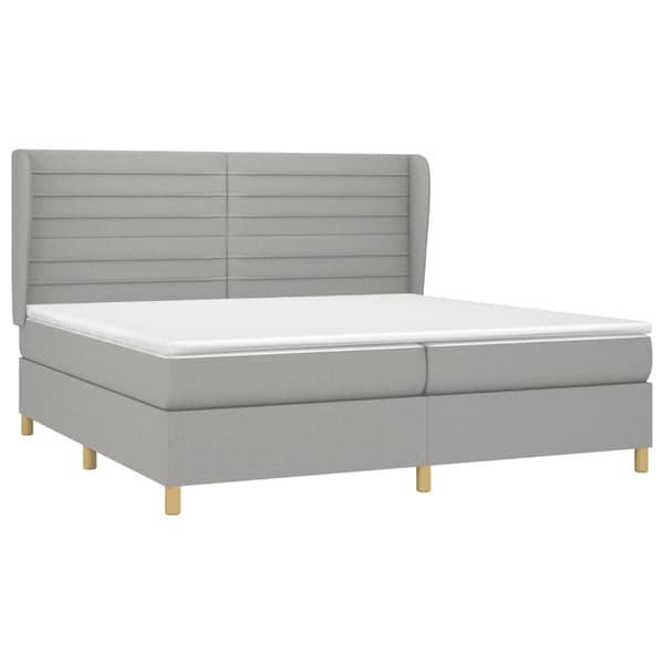 vidaXL Ramsäng med madrass ljusgrå 200x200 cm tyg Grå
