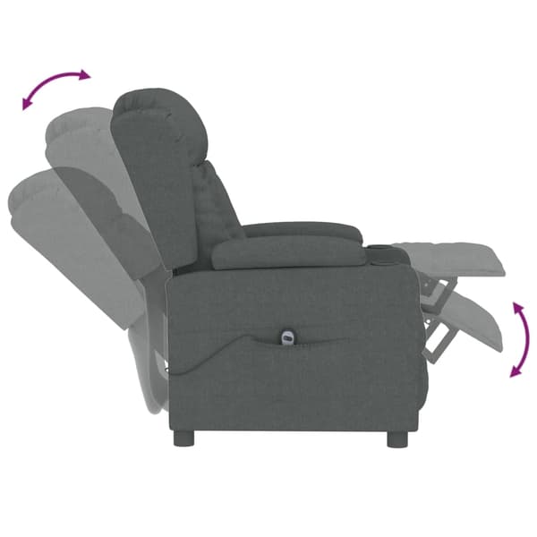 vidaXL Elektrisk reclinerfåtölj mörkgrå tyg Grå