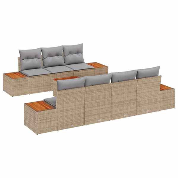 vidaXL Trädgårdsoffset 8 st Beige Poly rattan Beige