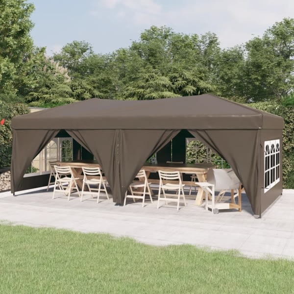 vidaXL Hopfällbart partytält med sidoväggar taupe 3x6 m Taupe