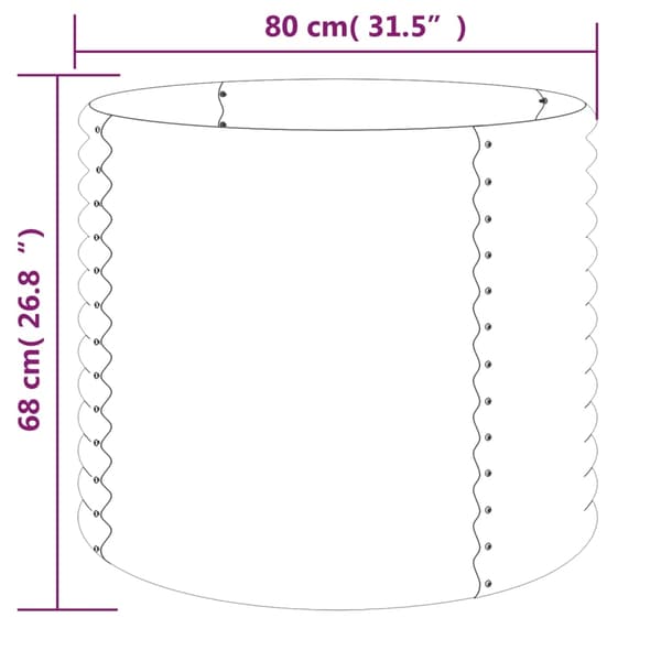vidaXL Odlingslåda pulverlackerat stål 80x80x68 cm grå Grå