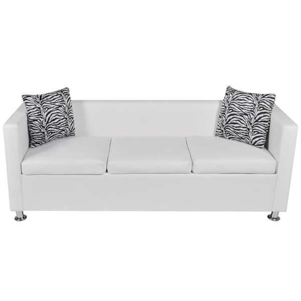 vidaXL Soffa i vit konstläder 3-sitsig Vit