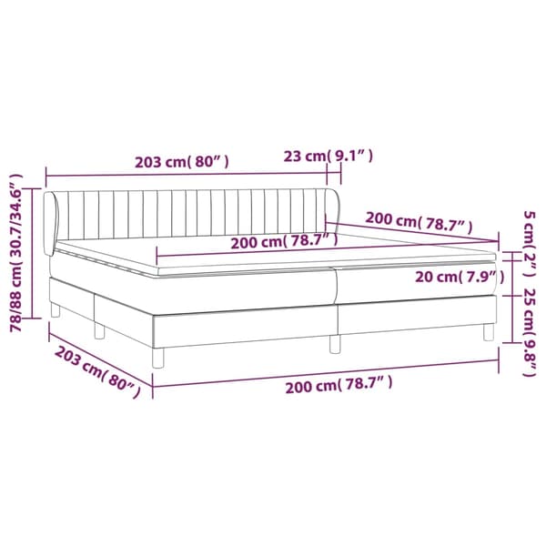 vidaXL Ramsäng med madrass mörkblå 200x200 cm sammet Blå