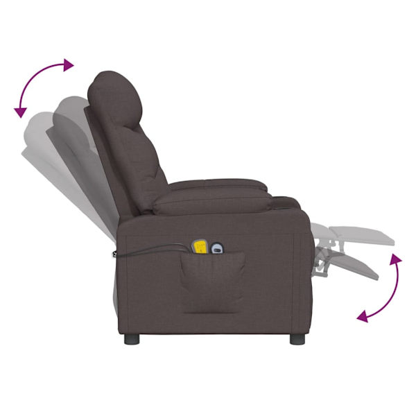vidaXL Elektrisk massagefåtölj mörkbrun tyg Brun