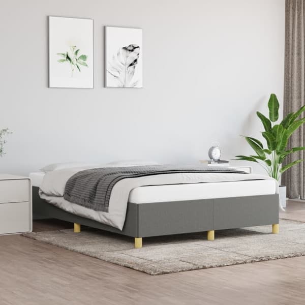 vidaXL Sängram mörkgrå 140x200 cm tyg Grå