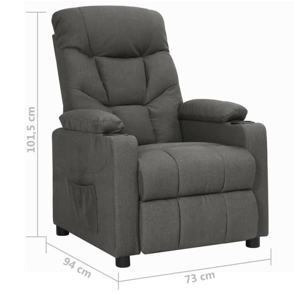 vidaXL Reclinerfåtölj mörkgrå tyg grå