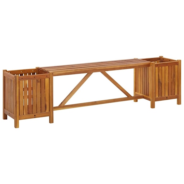 vidaXL Trädgårdsbänk med 2 odlingslådor 150x30x40 cm massivt akaciaträ Brun