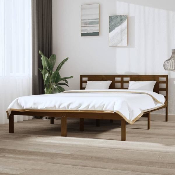 vidaXL Sängram honungsbrun massiv furu 120x200 cm Brun