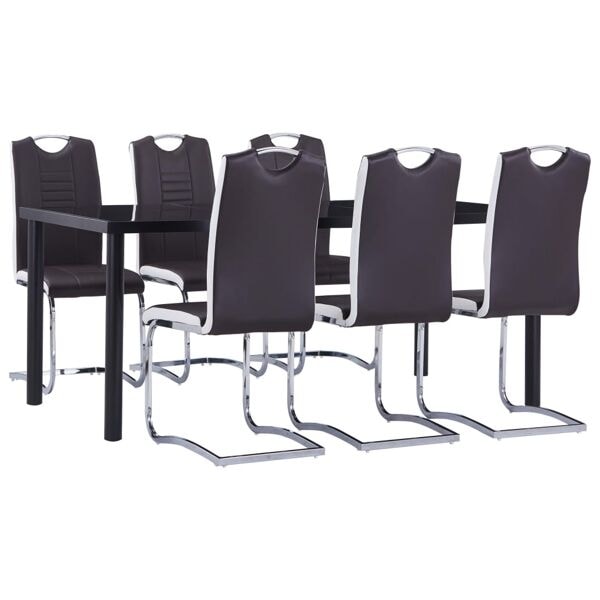 vidaXL Matgrupp 7 delar konstläder brun Brun