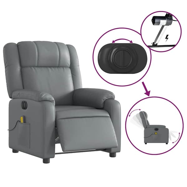 vidaXL Elektrisk massagefåtölj grå konstläder Grå