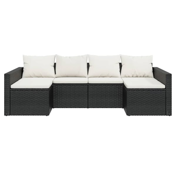 vidaXL Loungegrupp med dynor 2 delar svart konstrotting Svart