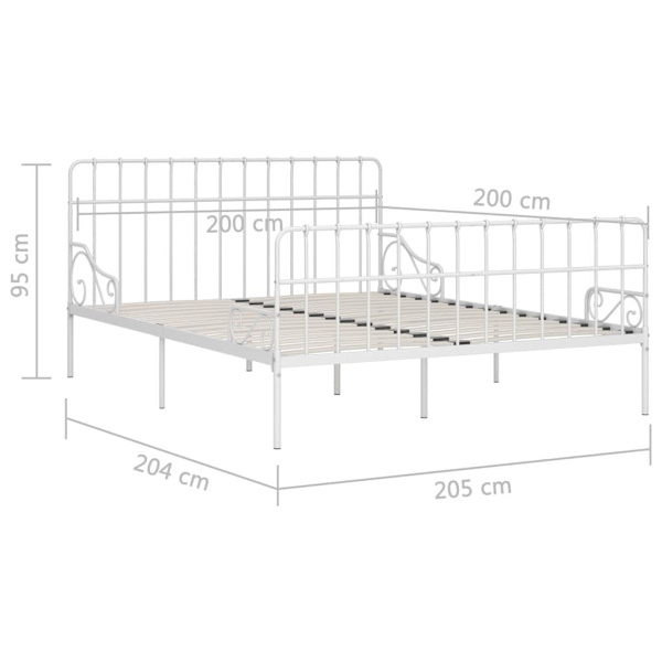 vidaXL Sängram med ribbotten vit metall 200x200 cm Vit