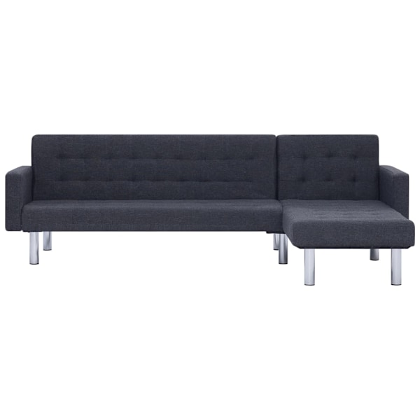 vidaXL L-formad bäddsoffa mörkgrå polyester grå